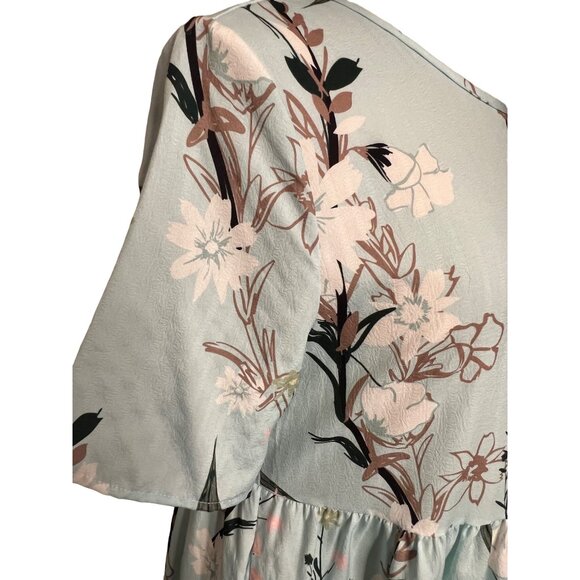 Lt Blue Floral Dress Small Midi Pocket Lightweight Oversized Boho Chic - Picture 10 of 12